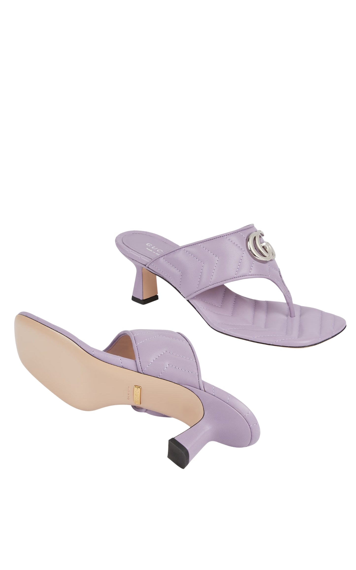 Gucci Double-G Thong Marmont Purple Leather Sandals