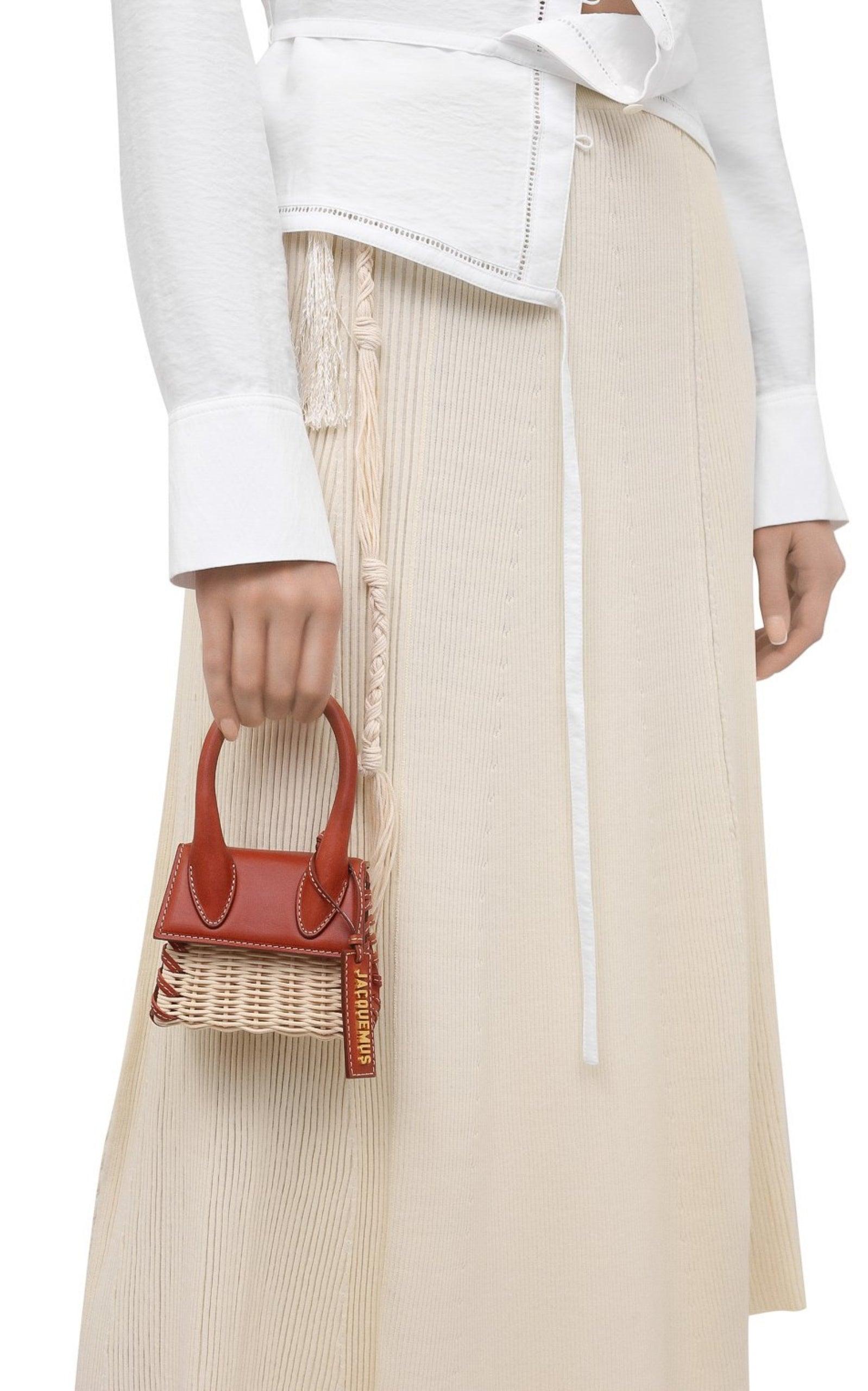 Jacquemus Leather and Rattan Chiquito Mini-Bag in Brown