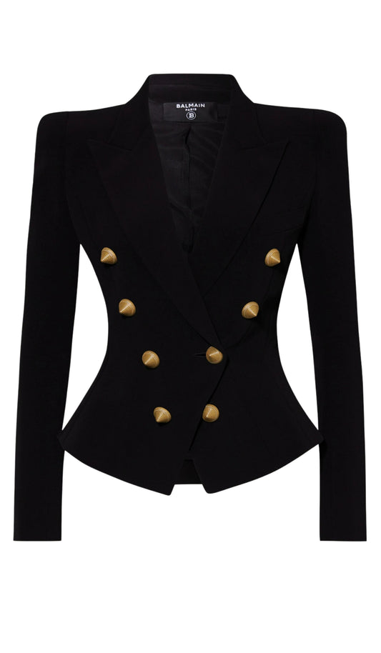 Pointed Buttons Fitted Blazer
