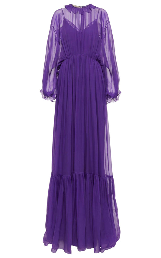 Purple Silk Chiffon Gown Dress