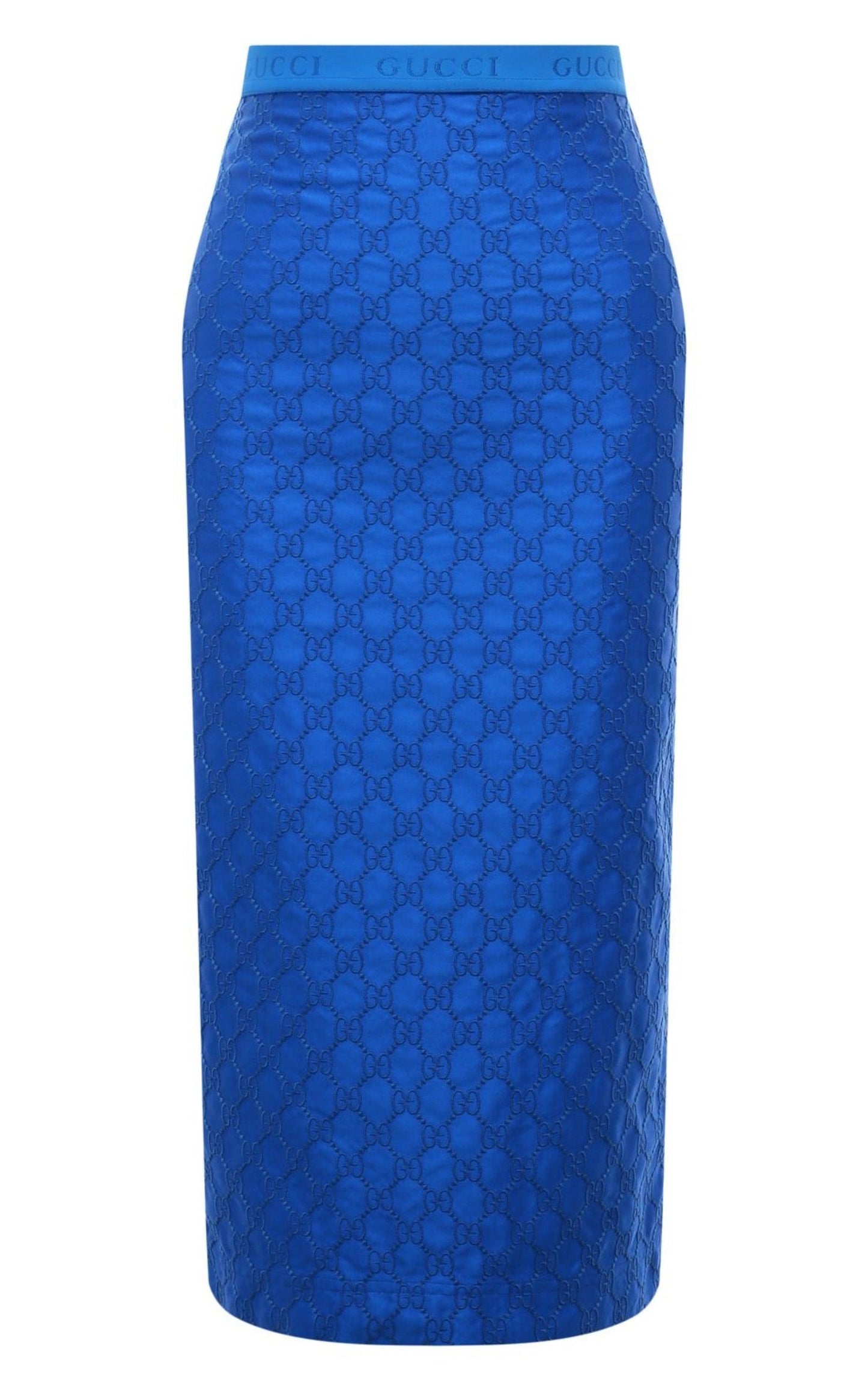  GucciGg Supreme Blue Silk Skirt - Runway Catalog