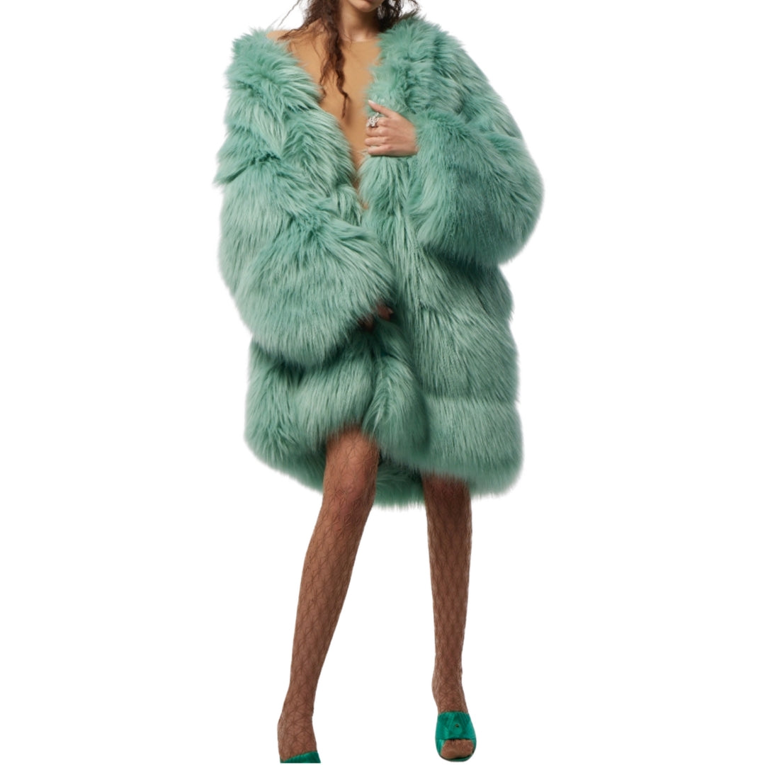 Faux Fur Coat in Mint Color