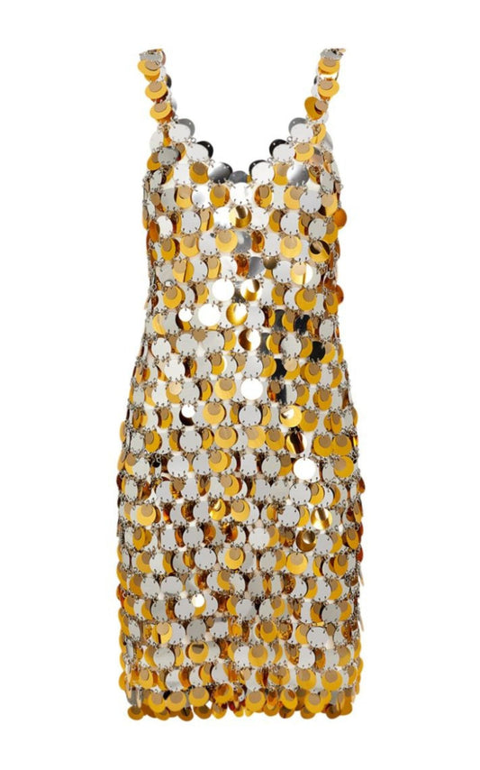 Oversized Paliette-Embellished Mini Dress