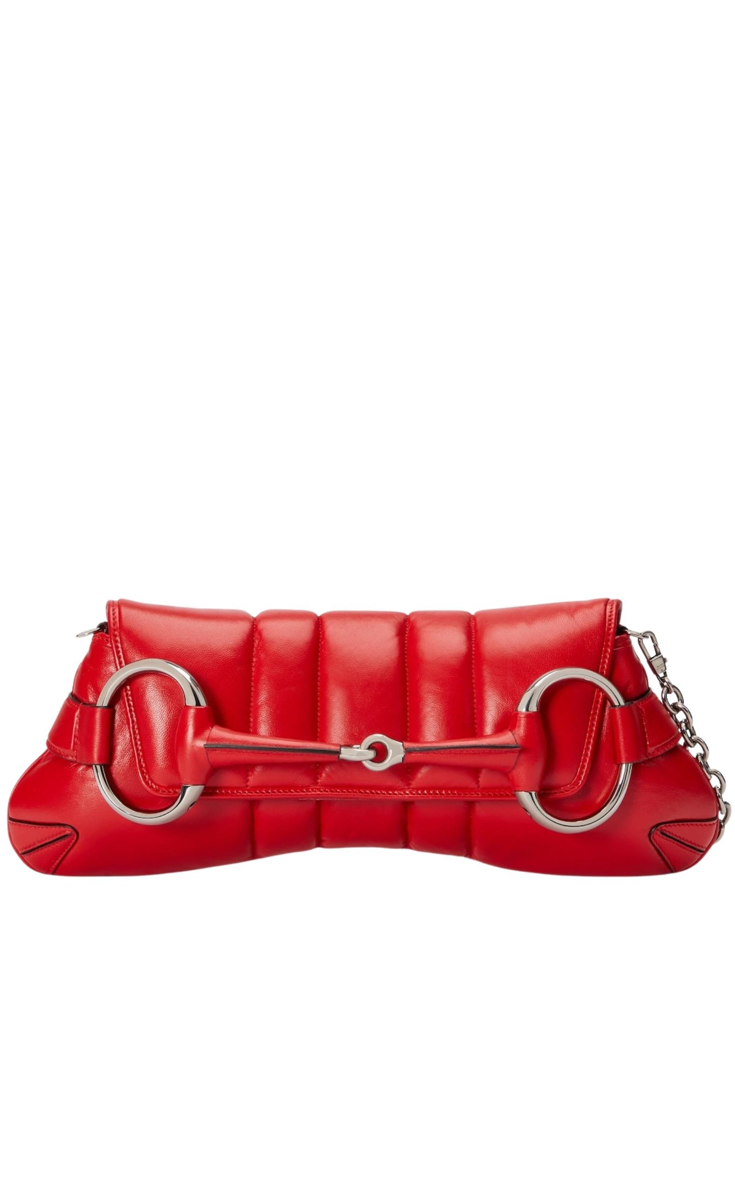 Gucci Red Horsebit Chain Medium Shoulder Bag