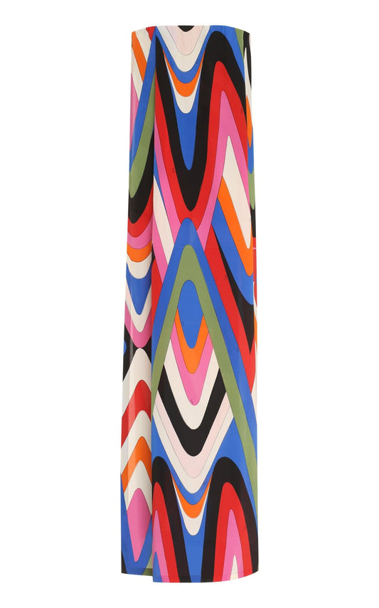 Geometric-print Silk Gown Dress-Maxi Dresses-Emilio Pucci-IT 42-Multicolor-Silk-Runway Catalog