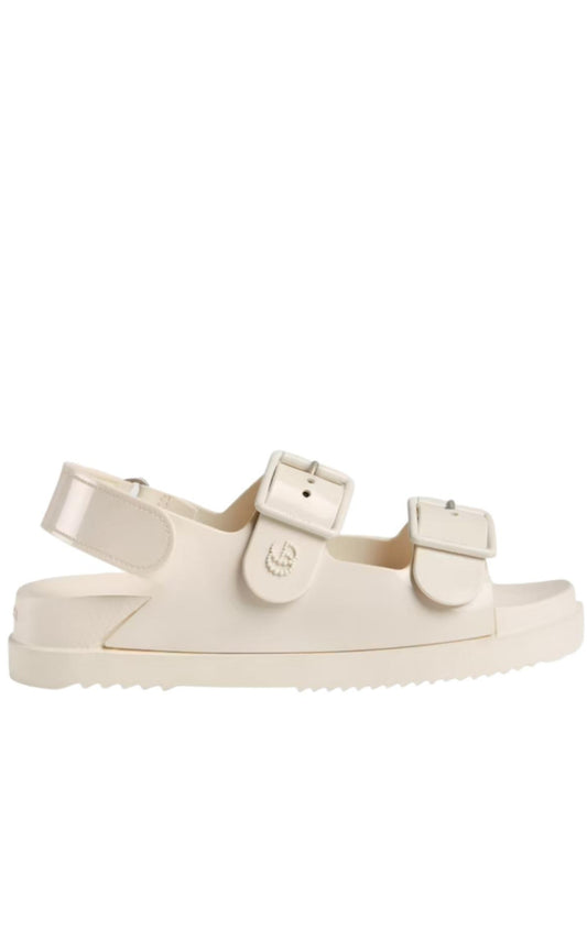 Dusty White Double G Rubber Sandals