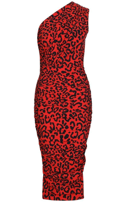 One-shoulder Leopard-print Dress