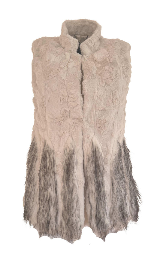 'Adler' Faux Fur Vest-Blazers-BCBGMAXAZRIA-L-Beige-Polyester-Runway Catalog