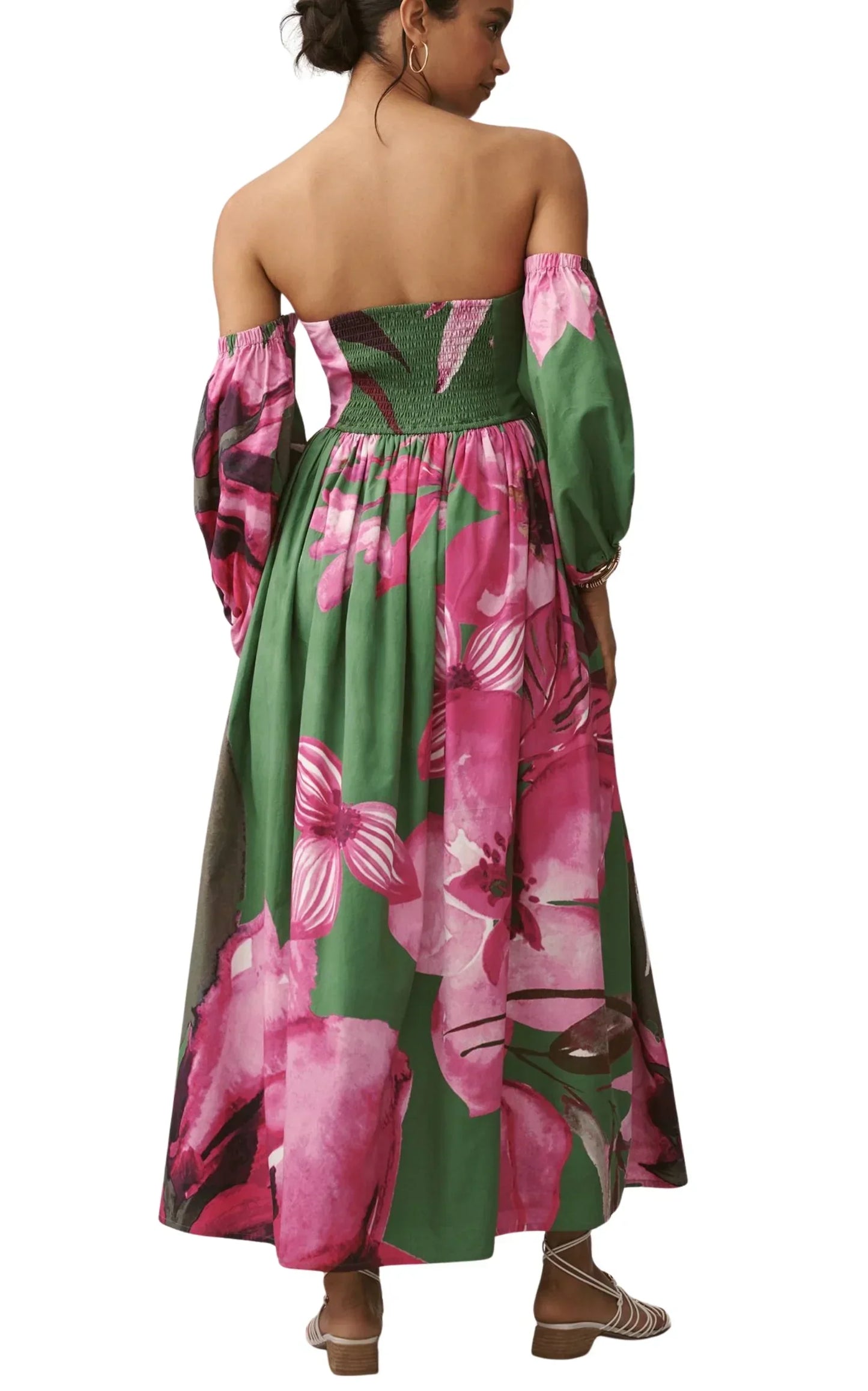 Off-The-Shoulder Floral Printed Maxi Dress