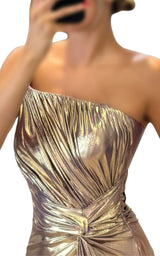 Gold Metallic Cocktail Prom Dress