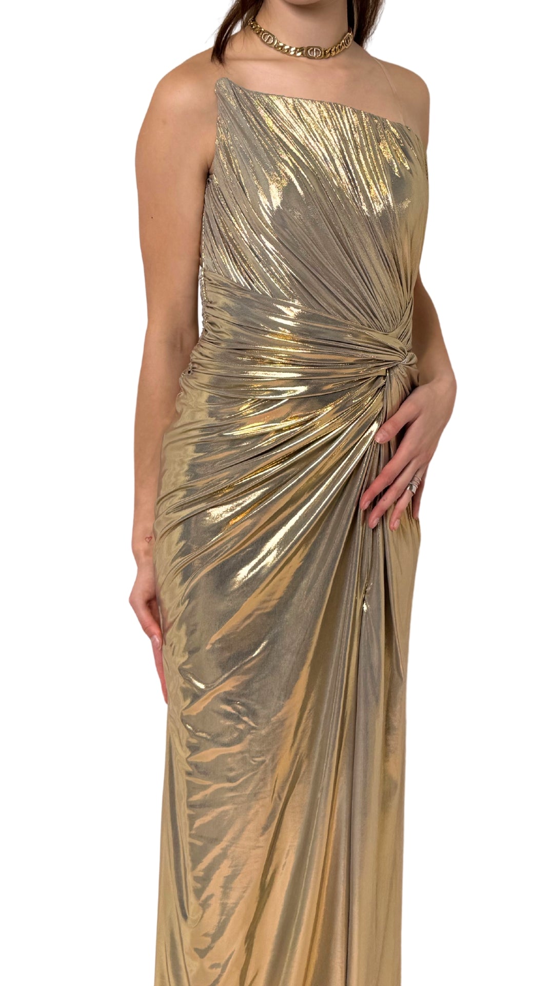 Gold Metallic Cocktail Prom Dress