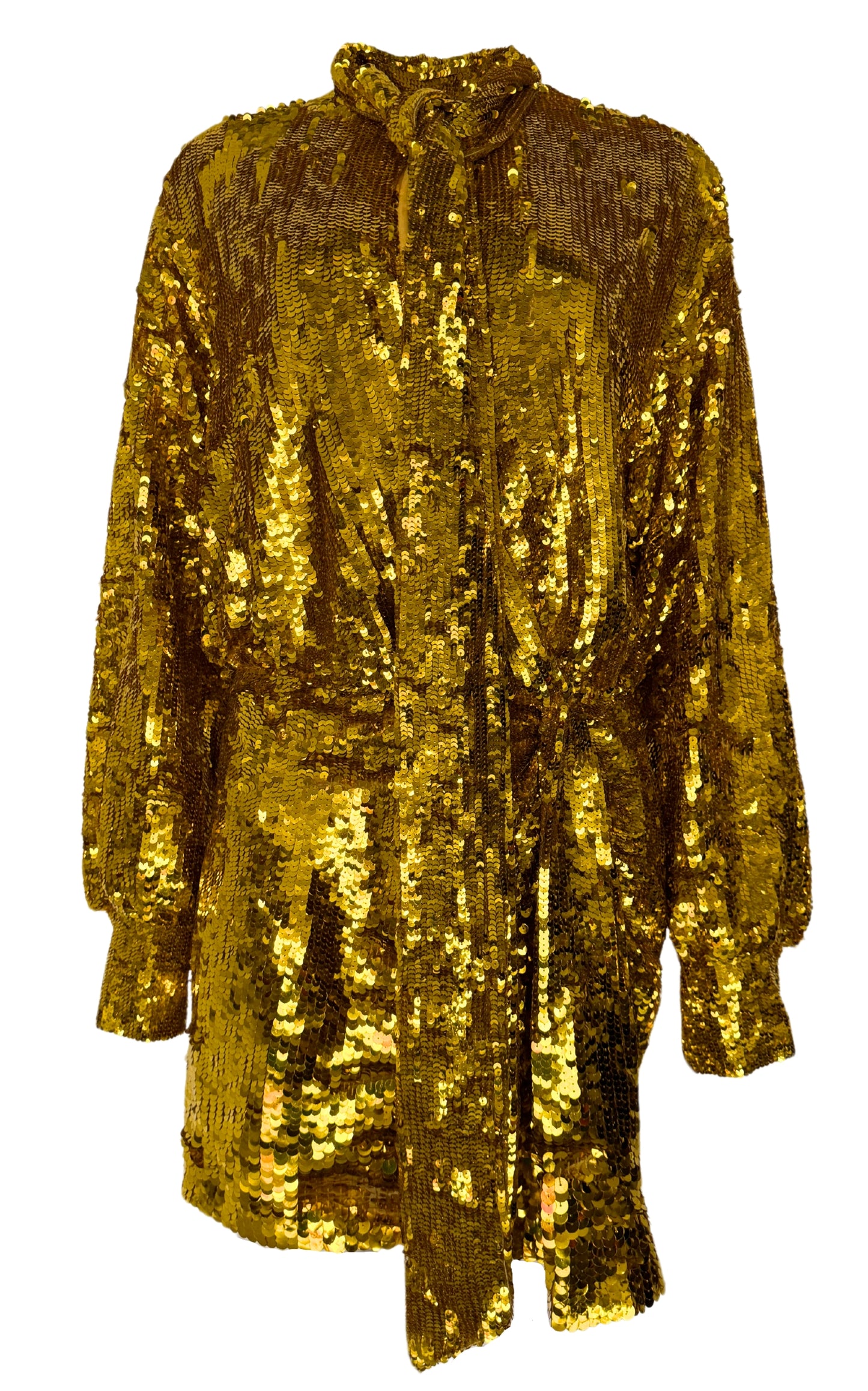 Mini-jurk van tule met pailletten in goud