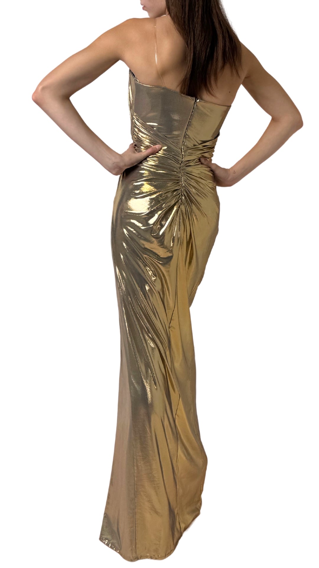 Gold Metallic Cocktail Prom Dress