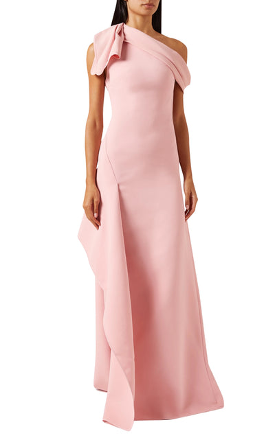 Provenance Ruffled One Shoulder Crepe Gown