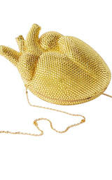 Gold Broadway Heart clutch taske med krystaludsmykning