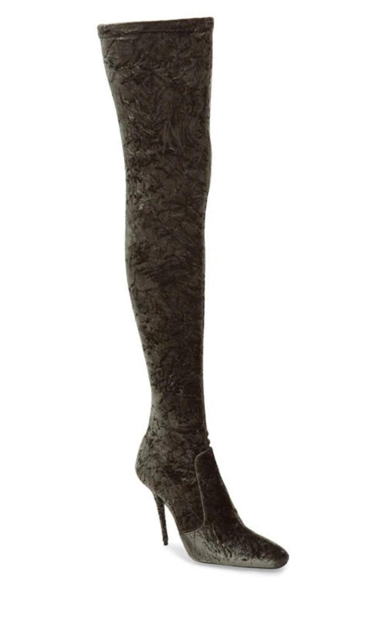  Saint LaurentElla Velvet Over-the-knee Boots - Runway Catalog