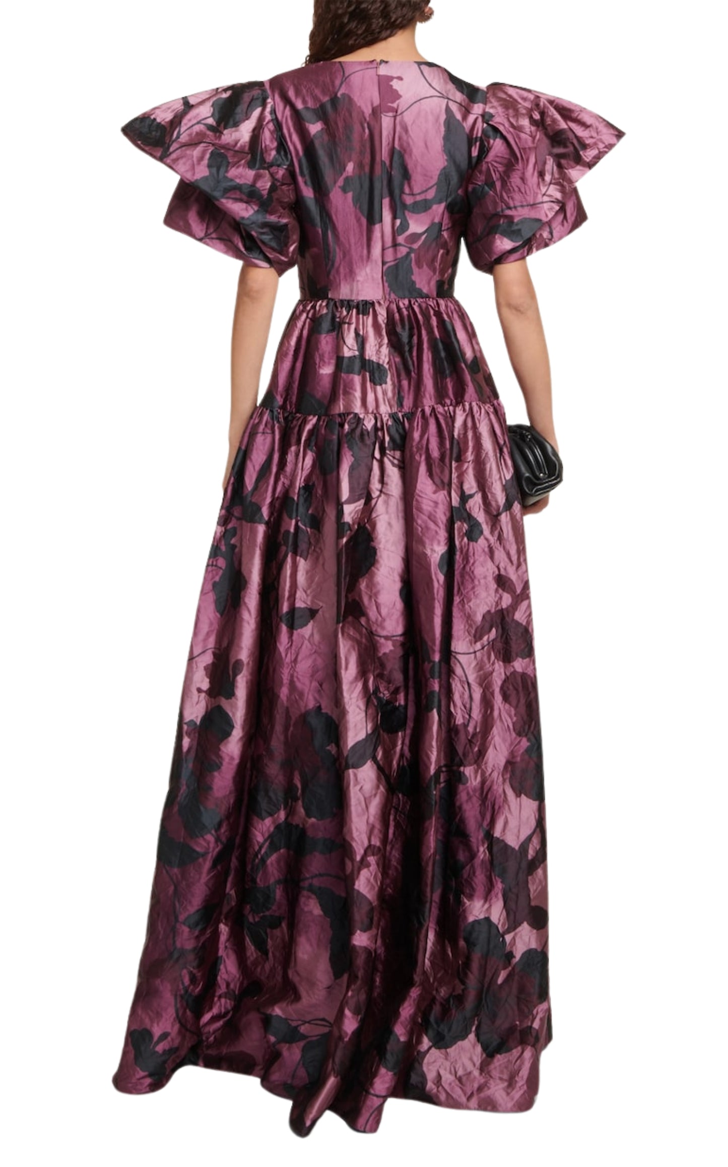 Purple Floral Satin Gown