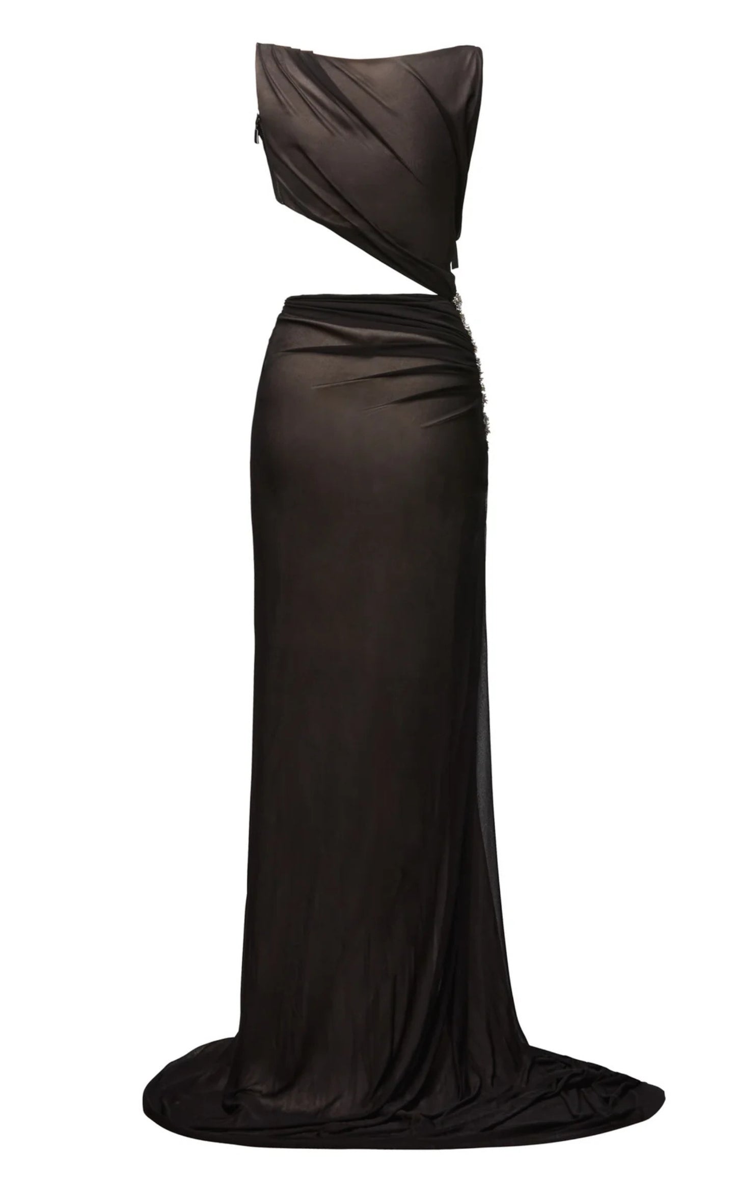 Rapturous Asymmetric Gown in Black