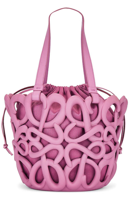 Anagram Inflated Basket Bag in Purple-Shoulder Bags-Loewe-Black-Rubber-Runway Catalog