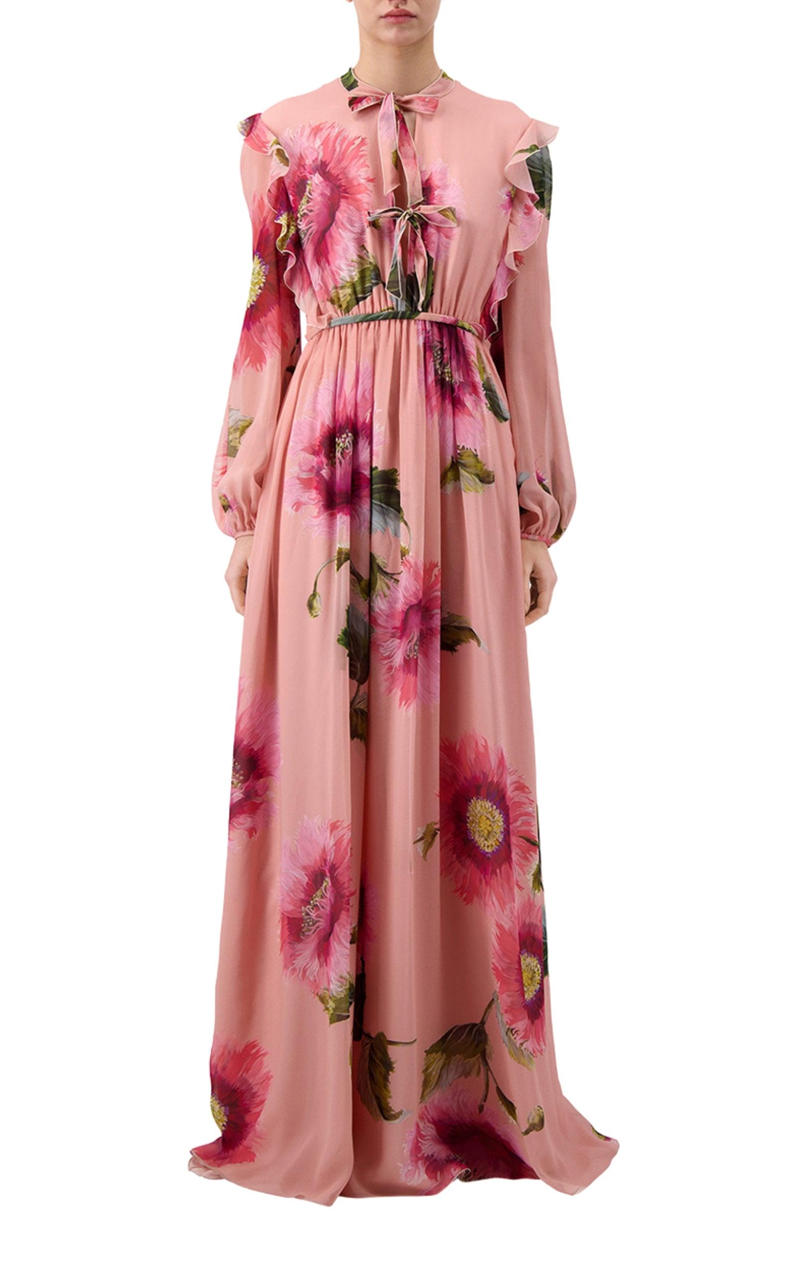 Pink Cross Drape Georgette Maxi Dress – iwearmystyle