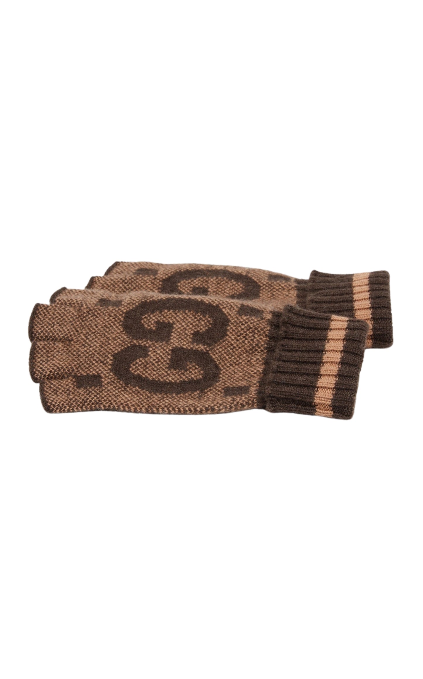 Brown Cashmere GG Fingerless Gloves