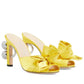 Shawana Satin Flower Mules in Yellow-Sandals-Gucci-IT 37-Yellow-Satin-Runway Catalog