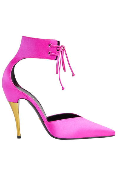 Lace-up Pink Satin Pump