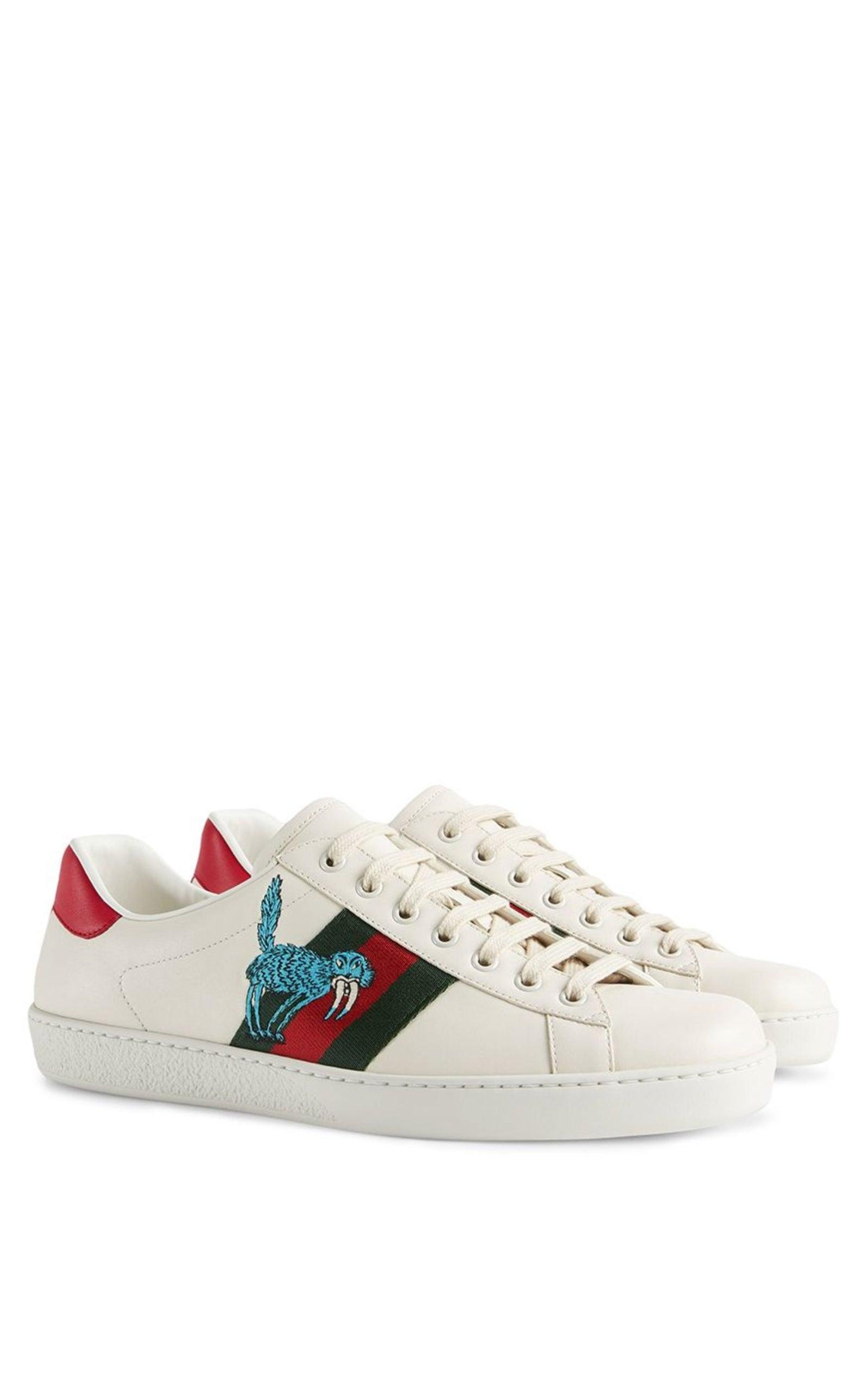 Gucci White Leather Kingsnake Ace Sneakers Size 41 Gucci