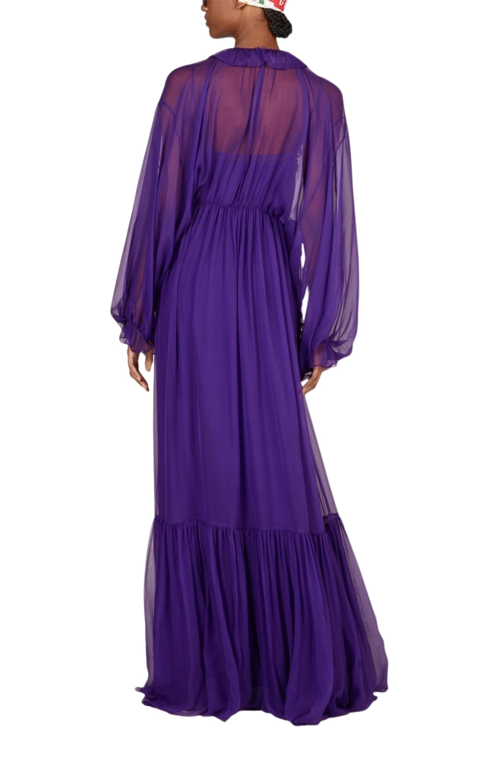  GucciPurple Silk Chiffon Gown Dress - Runway Catalog