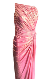 Pink Metallic Hue Body Con Maxi Cocktail Dress