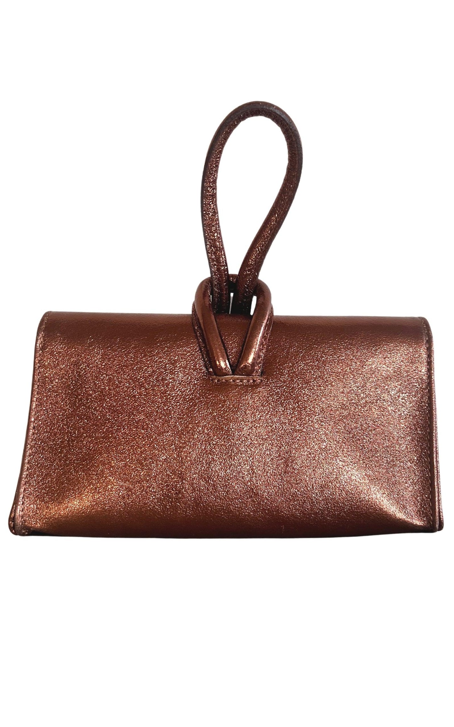  Cult ModaSingle Handle Wristlet Crossbody Bag in Bronze - Runway Catalog