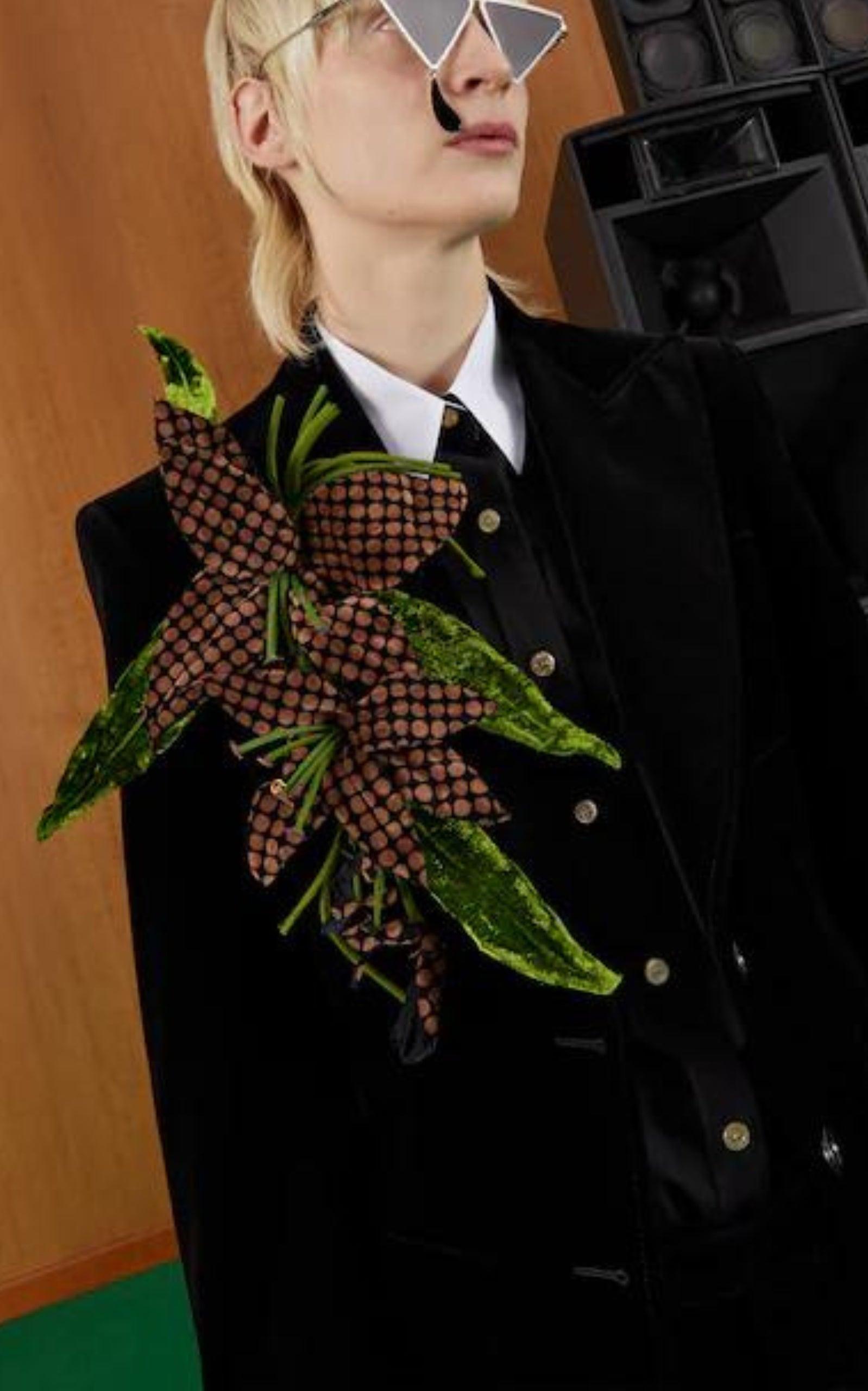  GucciCotton and Silk Flower Brooch - Runway Catalog