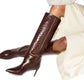  PARIS TEXASCrocodile-effect Leather Knee-High Boots - Runway Catalog