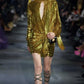 Sequin Tulle Mini Dress In Gold-Mini Dresses-Valentino-IT 42-gold-polyester-Runway Catalog