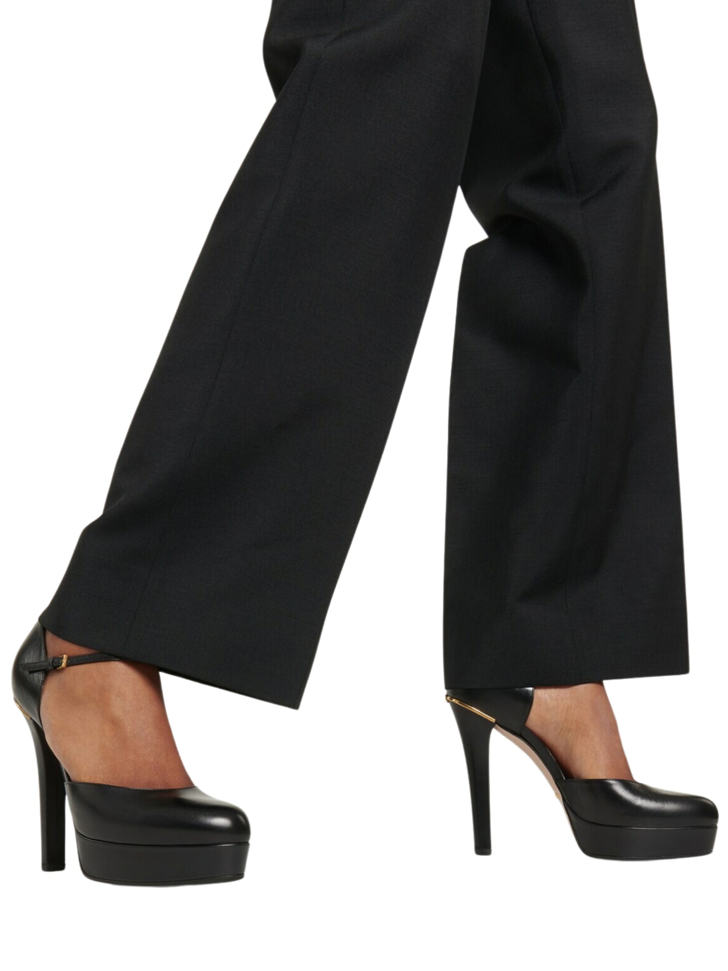 Black Leather Buckle Pumps