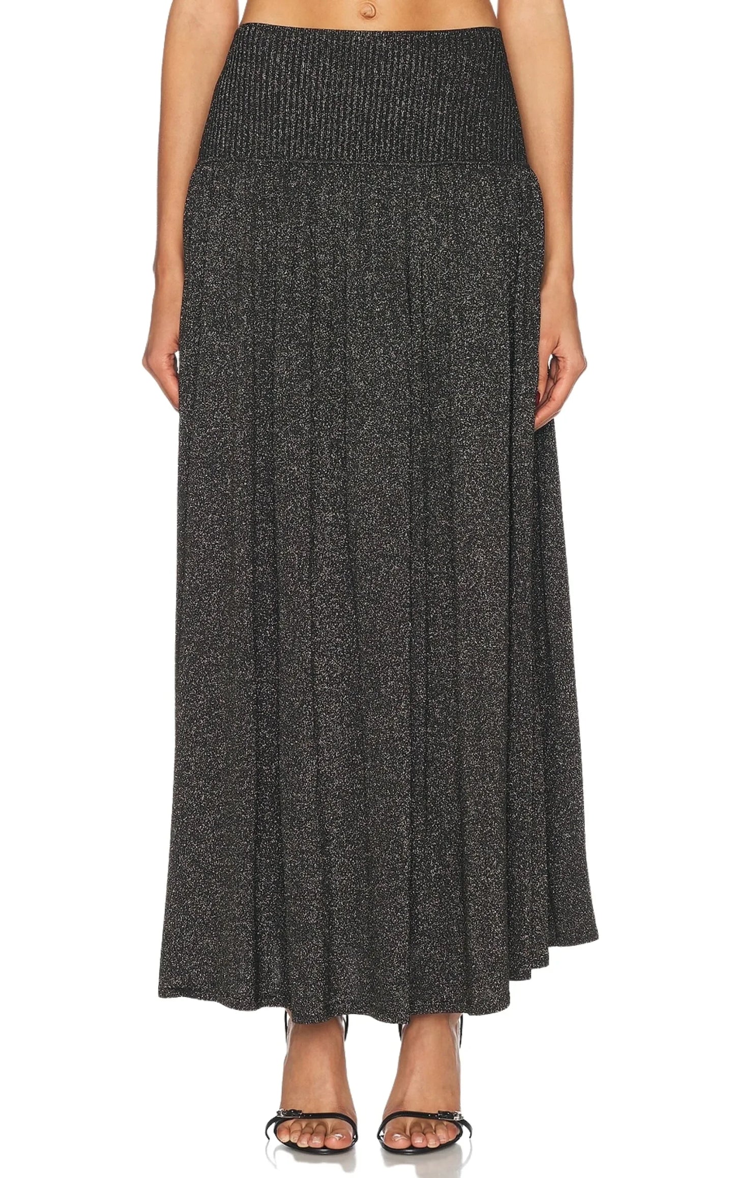 Crush Metallic Flare Skirt