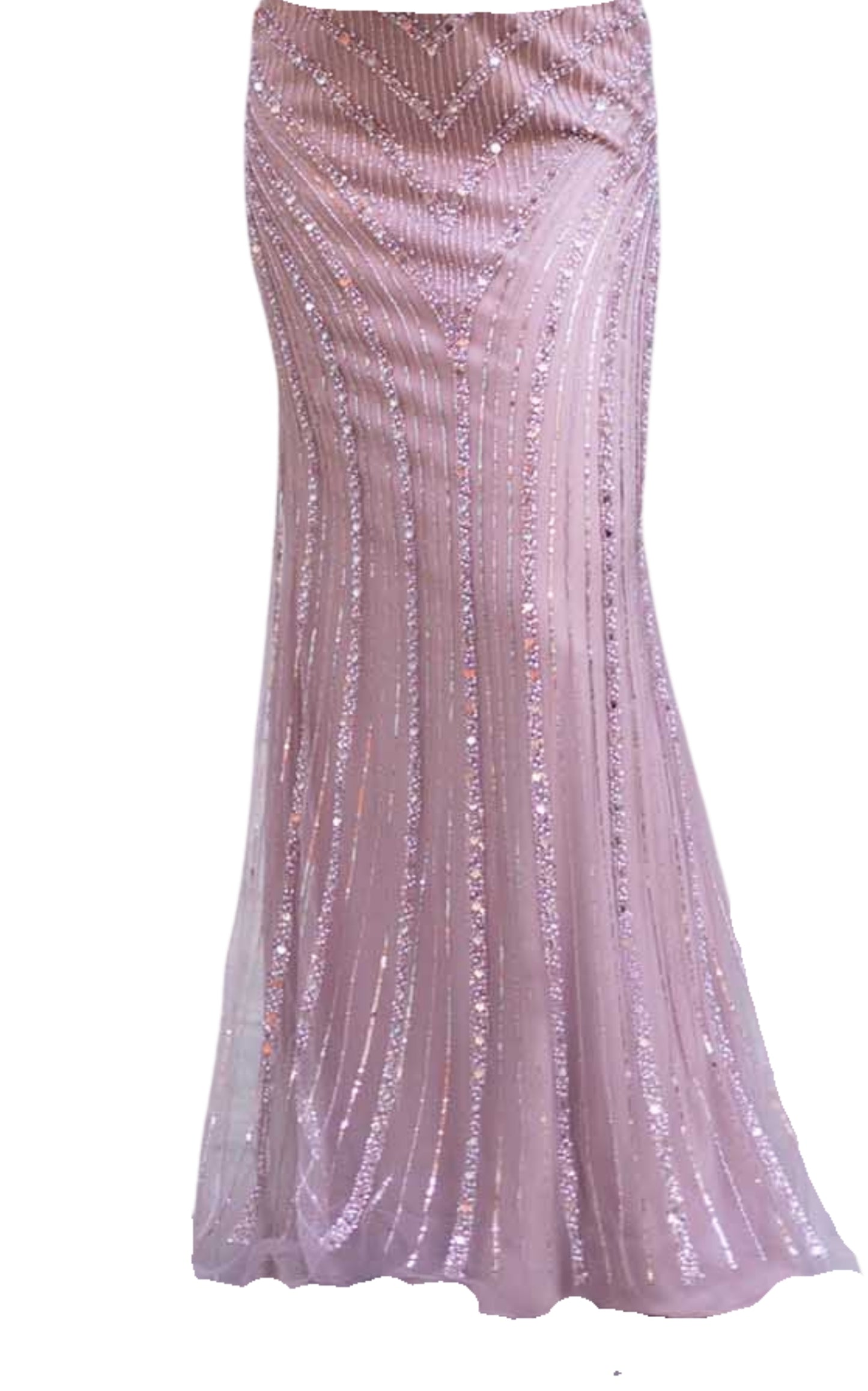 Formal Pink Dress V Plunge Neckline Strapless Beaded Fitted Dress