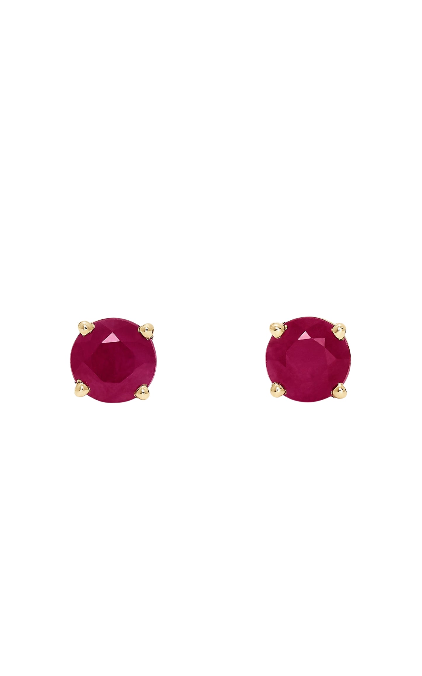 Ruby Royale 14K Yellow Gold Round Solitaire Ruby Stud Earrings, 1.14 TCW