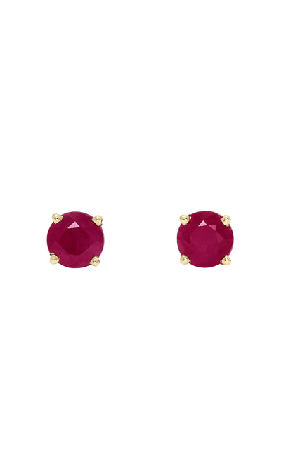 Ruby Royale 14K Yellow Gold Round Solitaire Ruby Stud Earrings, 1.14 TCW