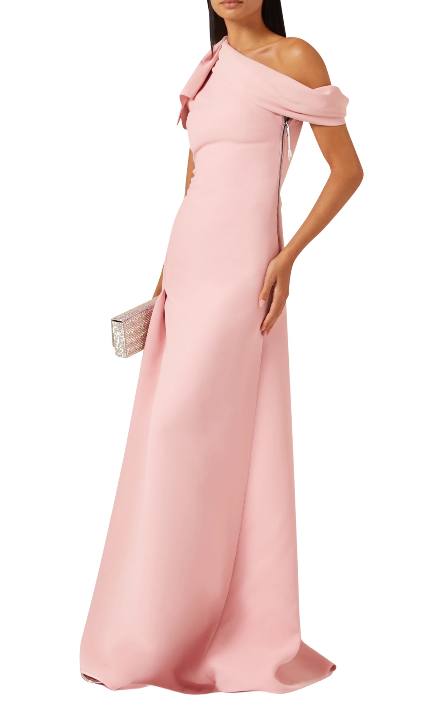 Provenance Ruffled One Shoulder Crepe Gown