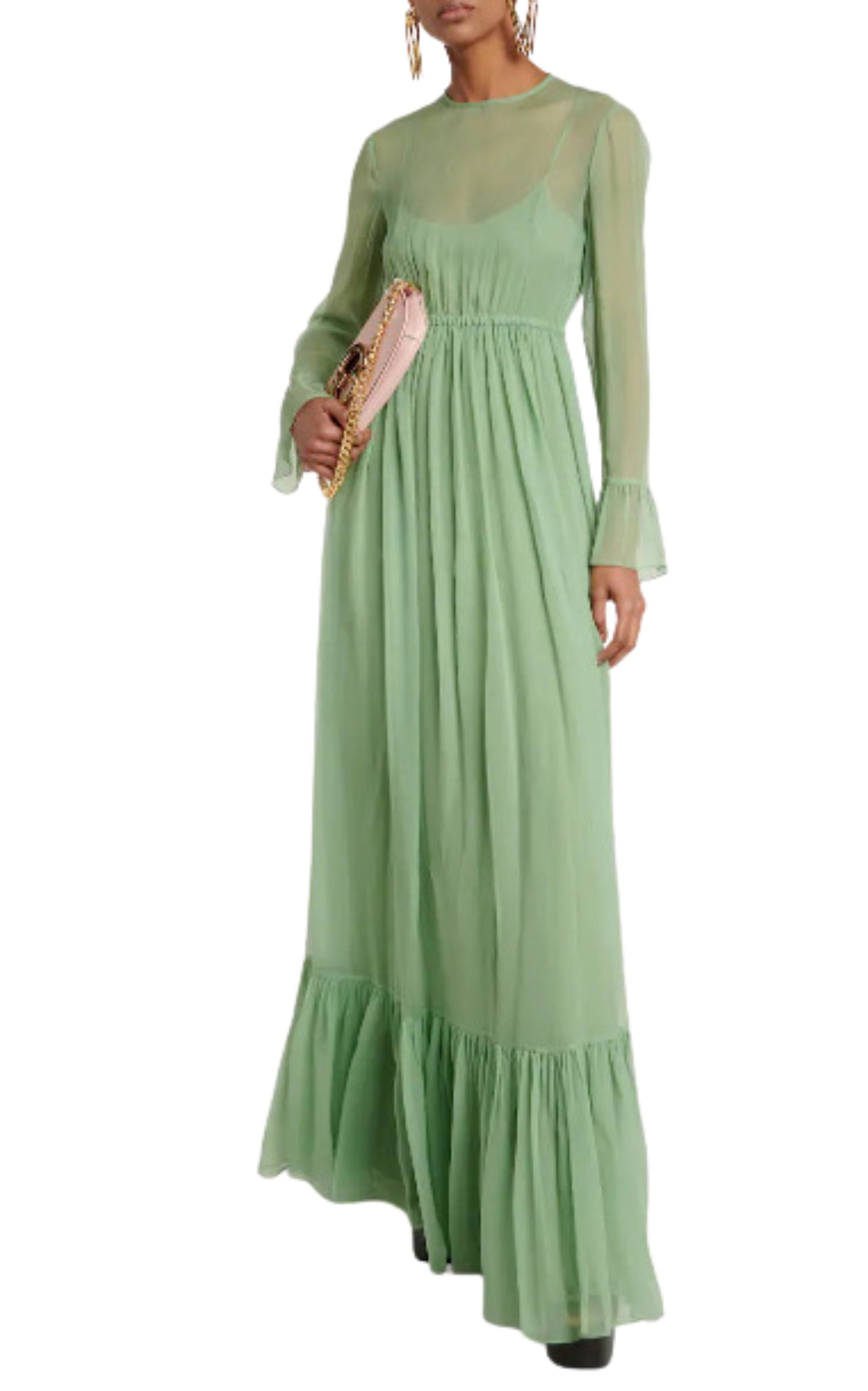 Green Chiffon Silk Dress