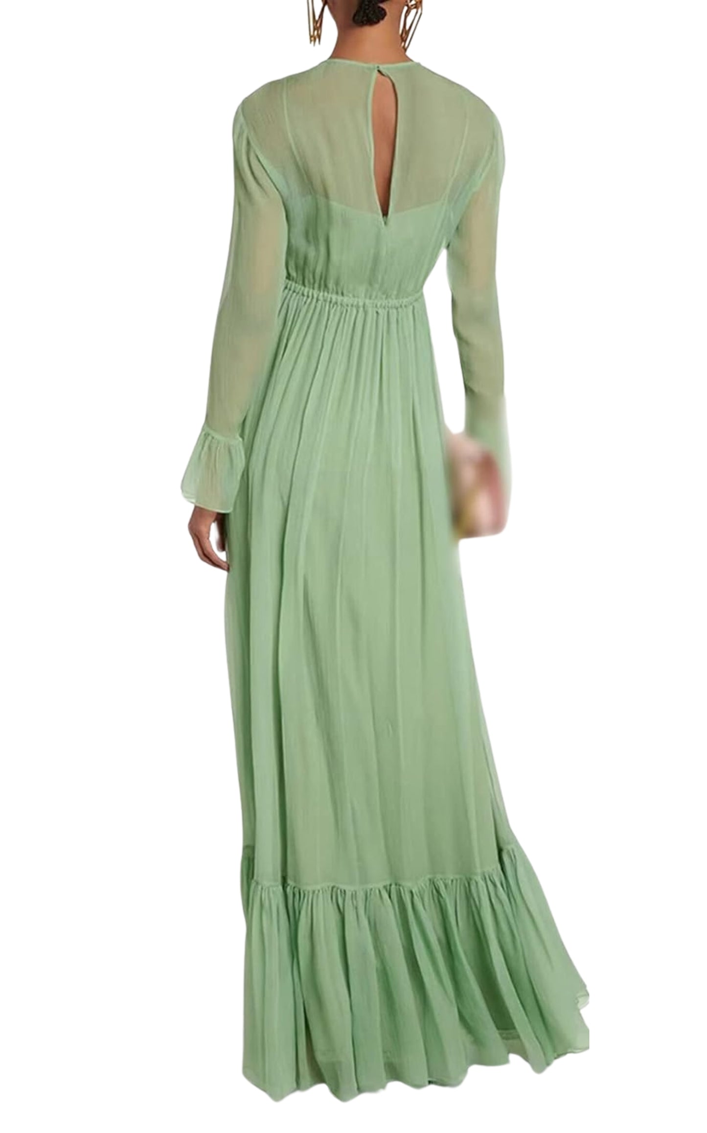 Green Chiffon Silk Dress