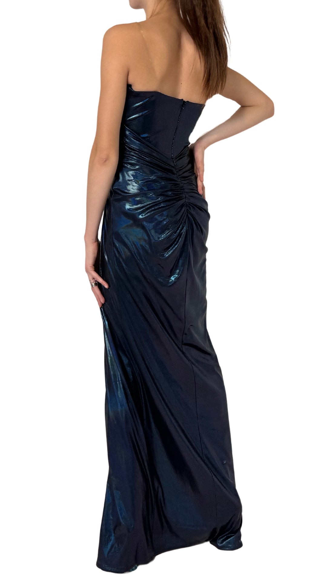 Blue Metallic Cocktail Prom Dress