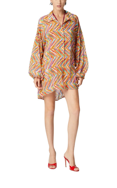 Oversized Printed Cotton-Silk Shirt