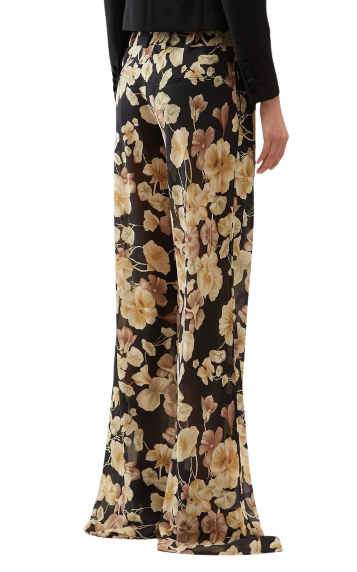 Floral-print Silk-georgette Flared Pants