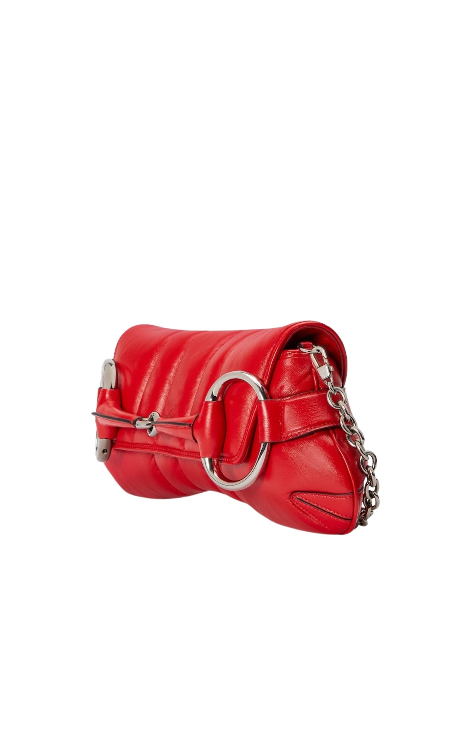 Gucci Red Horsebit Chain Medium Shoulder Bag