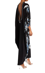 Vestido estilo kimono de gasa pictórica de Blu Mediterraneo