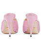 Sandalias con doble G de satén rosa de 95 mm