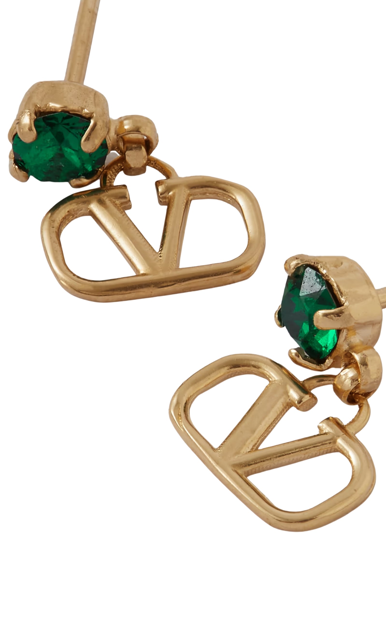 V Logo Crystal Stud Earrings in Gold - Valentino