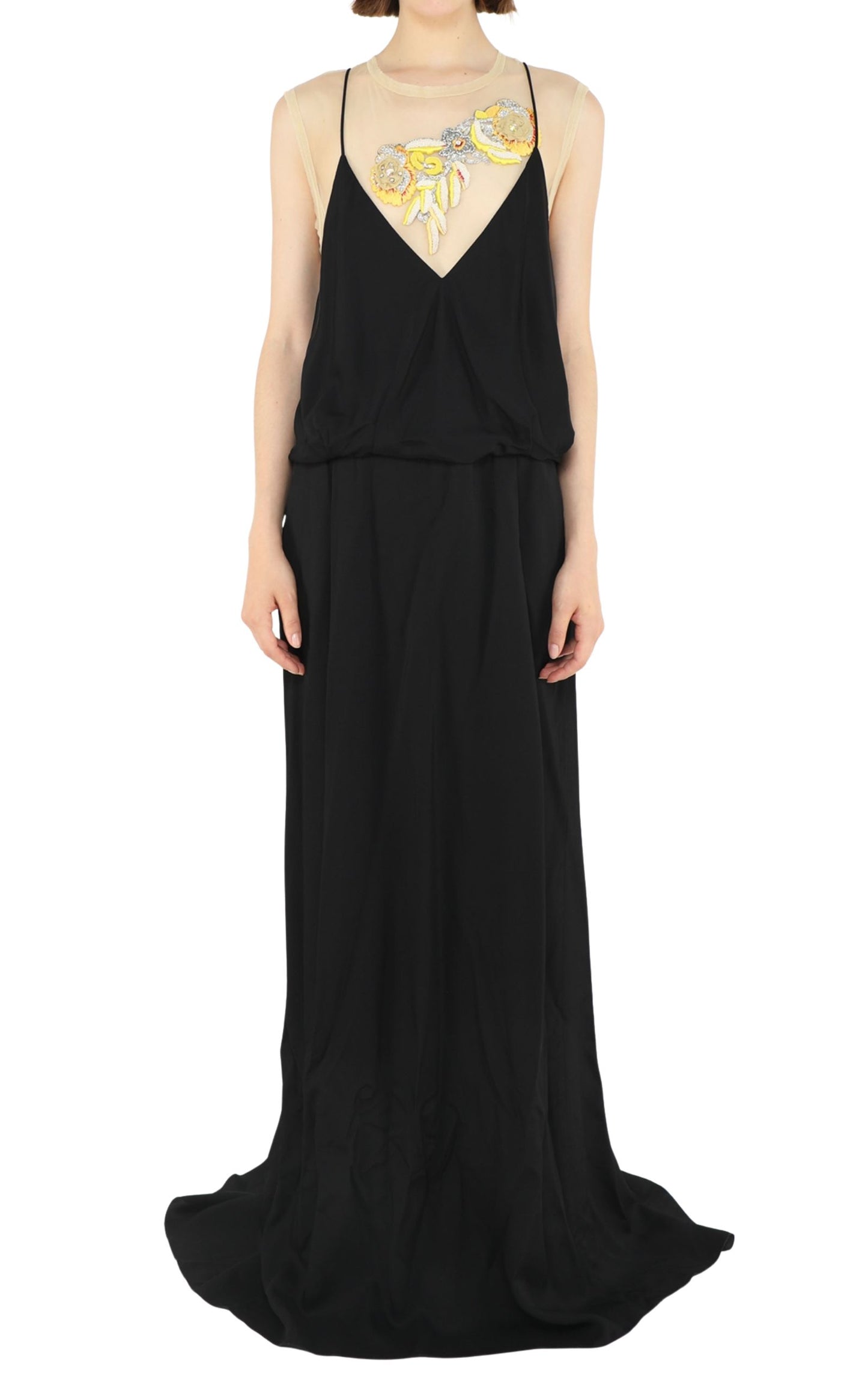 Black Embellished Backless Maxi Dress